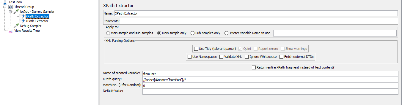 screenshot of XPath extractor