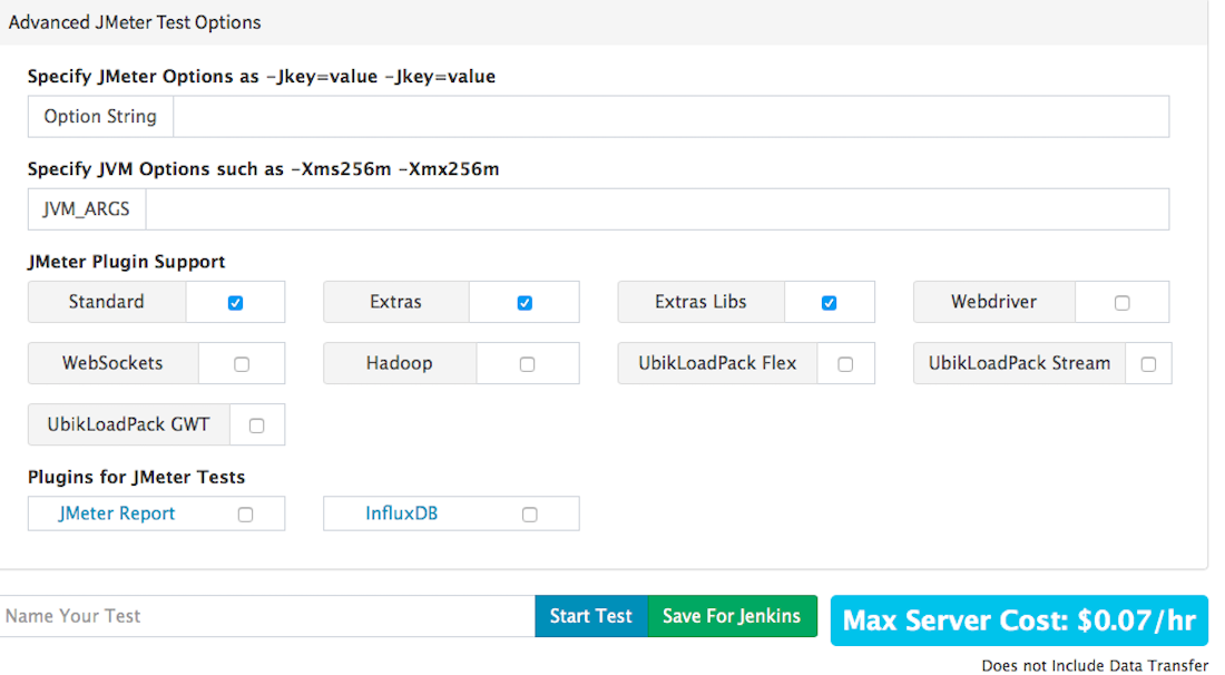 Advanced JMeter test options