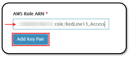 Pasting the AWS ARN role into RedLine13