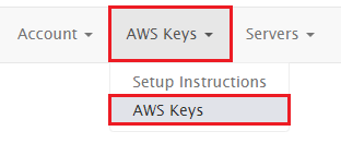 Select the AWS Keys option from the AWS Keys menu