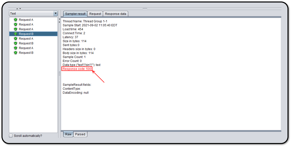 JMeter reporting error as a result