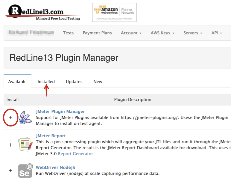 Adding the "JMeter Plugin Manager" from the "RedLine13 Plugin Manager"