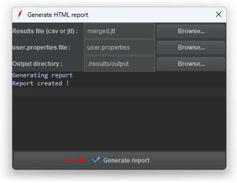 The "Generate HTML Report" dialog