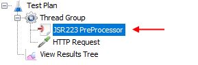 The JMeter JSR223 Preprocessor can be associated with any sampler